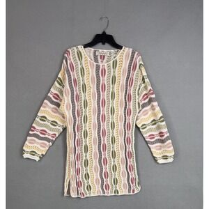 Vintage Crossings Sweater Tunic Womens Medium Colorful 3D Knit Striped Dress